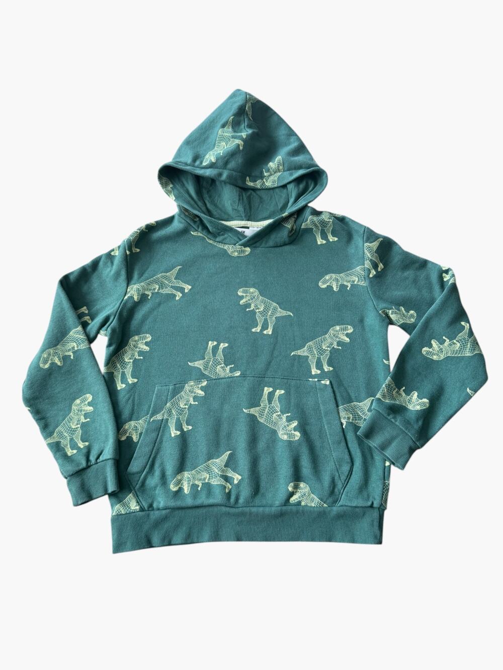 H&M Dinosaur Print Hoodie Boys Girls Green 8-10Y